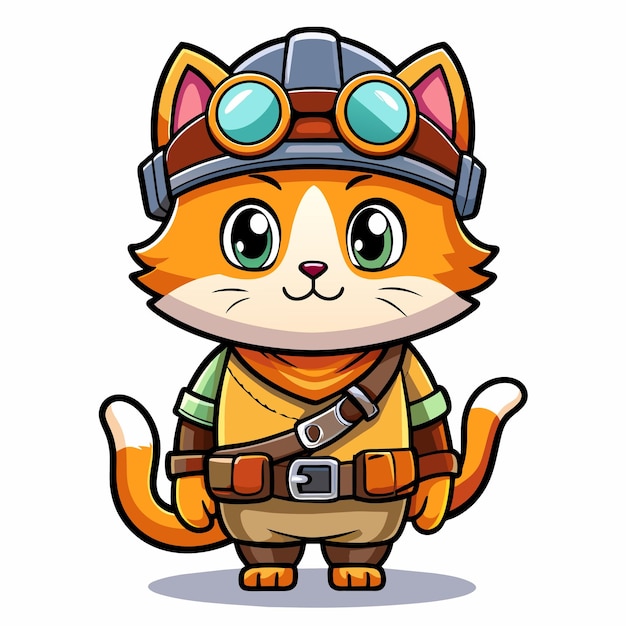 Vector gato piloto de dibujos animados