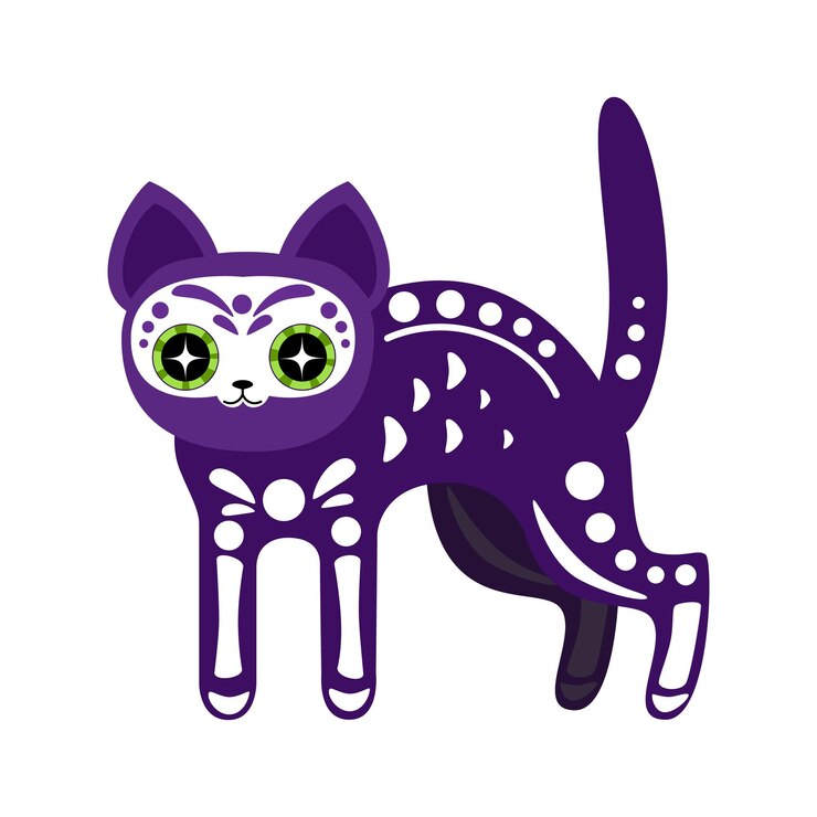 Vector gato popular de halloween. ilustración del día de los muertos.
