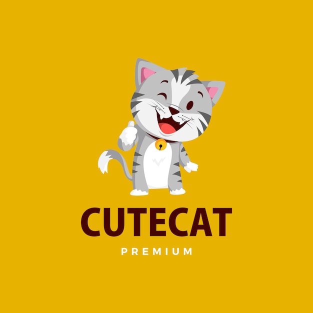 Gato pulgar arriba mascota personaje logo icono ilustración