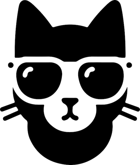 un gato que lleva gafas de sol mínimo icono vectorial de clipart silueta de color negro23
