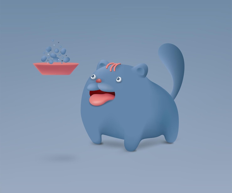 Vector gato quiere comer ilustración vectorial