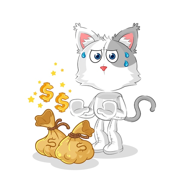 Gato rechazar dinero ilustración vector de caracteres