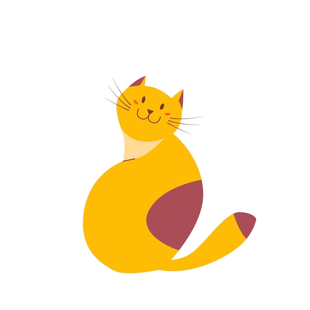 Gato rojo lindo y sonriente Vista de gato divertido desde atrás Mascota aislada en fondo blanco