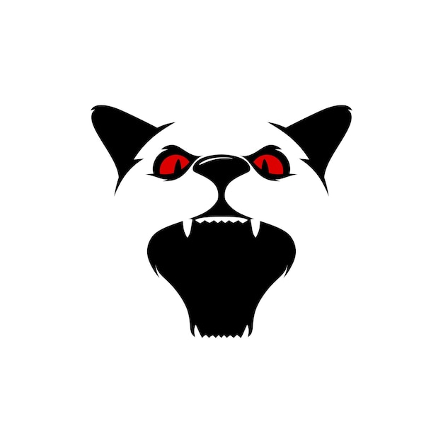 gato rugido cabeza enojada logo inspiración