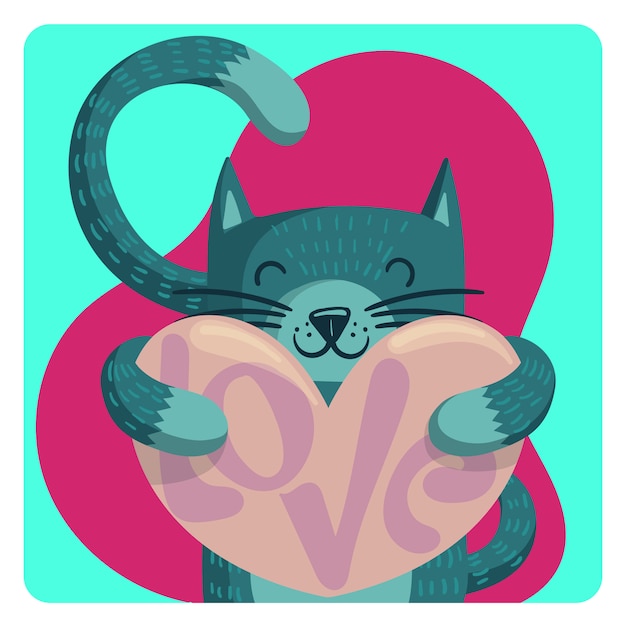 Vector gato de san valentin