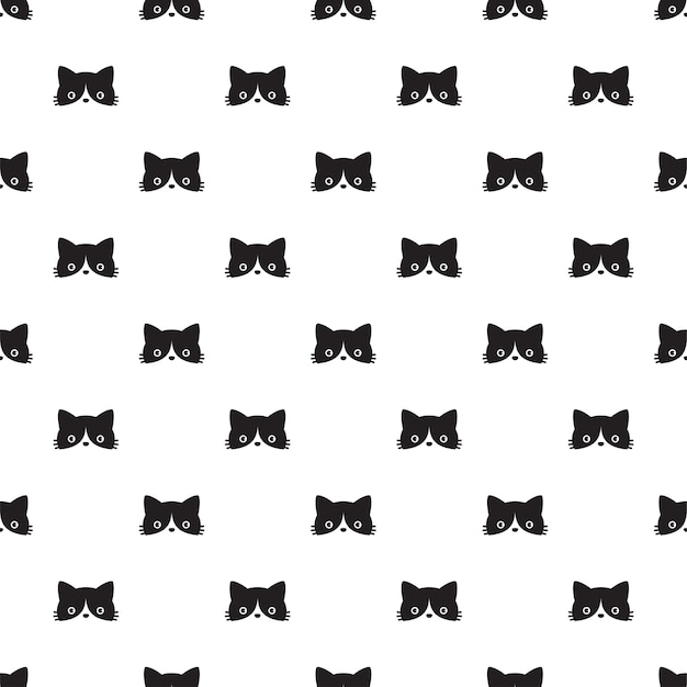 gato, seamless, patrón, gatito, cabeza, cara, caricatura, carácter