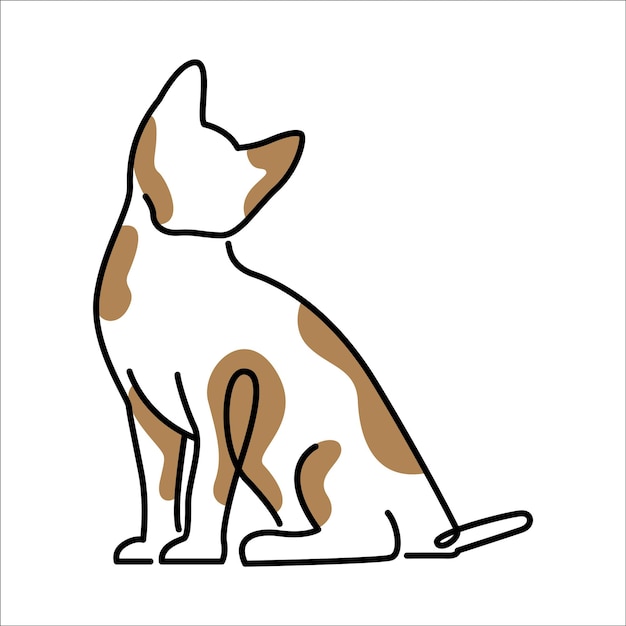 Gato sencillo blanco marrón divertido dibujos animados Doodle Line Clip Art
