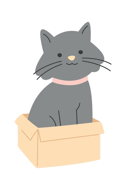 Vector gato sentado en caja