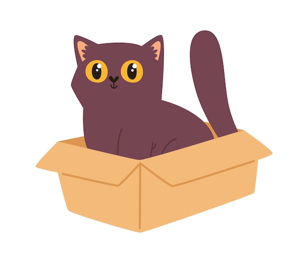 Vector gato sentado en una caja