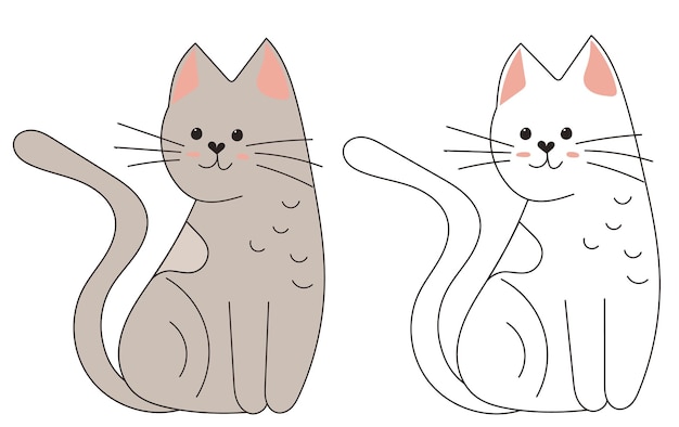 Gato sentado para niños libro para colorear vector aislado