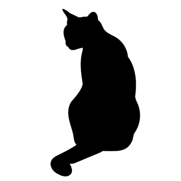 Gato sentado silueta, aislado, vector