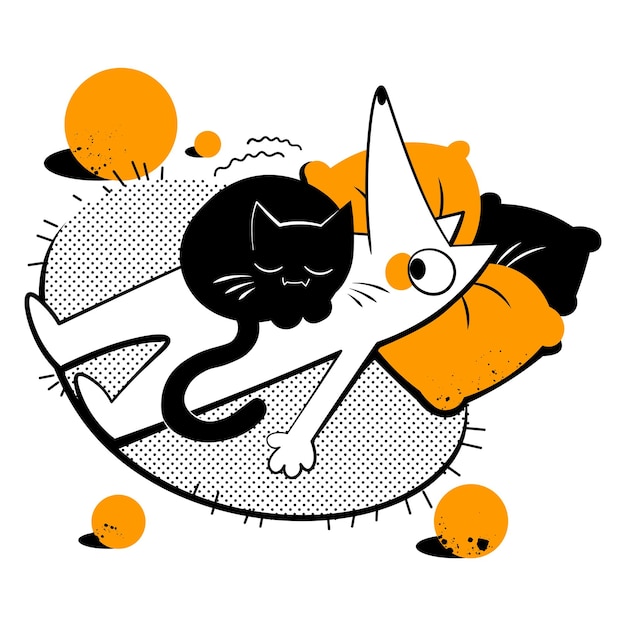 gato se sienta en el perro
