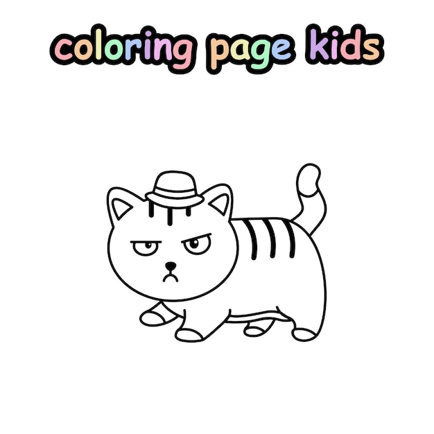 gato con sombrero para colorear para niños