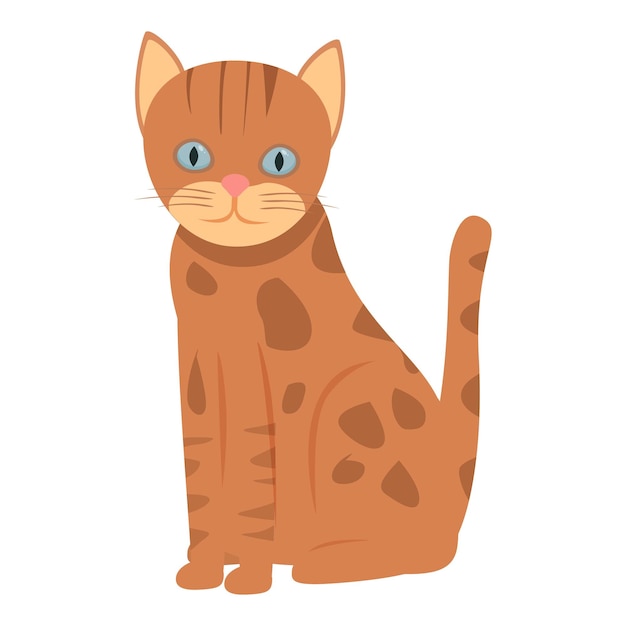 Gato tabby lindo sentado y mirando hacia adelante ilustración