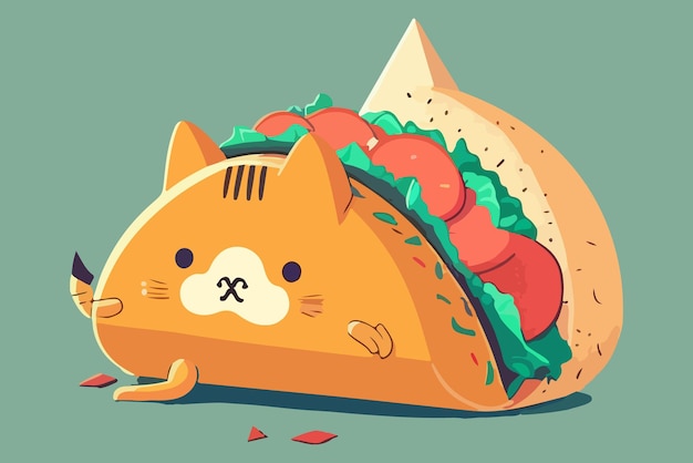 gato, taco, vector, ilustración