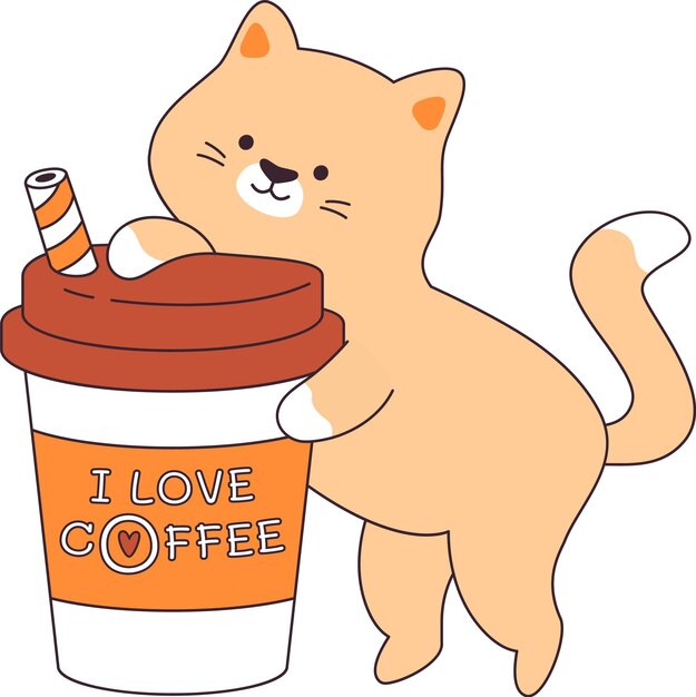 Gato con taza de café