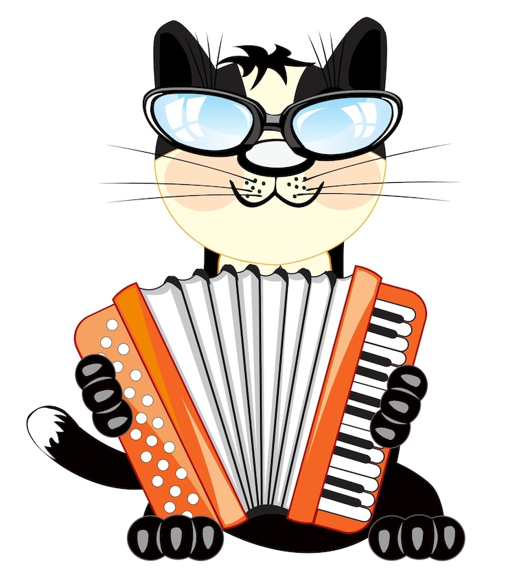 Vector el gato toca el acordeón