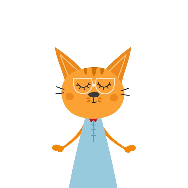 Vector gato tranquilo en pijama y gafas ilustración vectorial