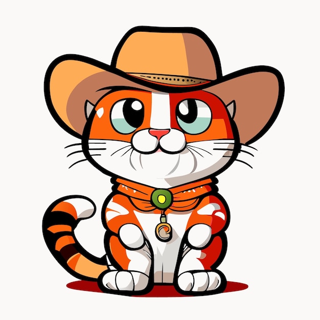 gato vaquero con dibujos animados de ilustración vectorial sigaar