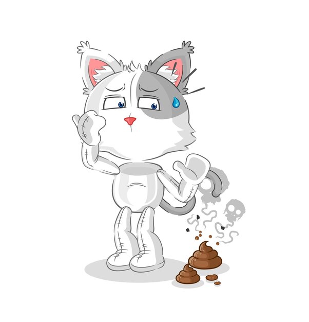 Gato con vector de caracteres de ilustración de residuos apestosos