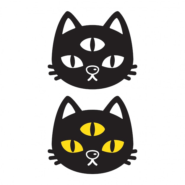 Gato vector gatito dibujos animados de tres ojos