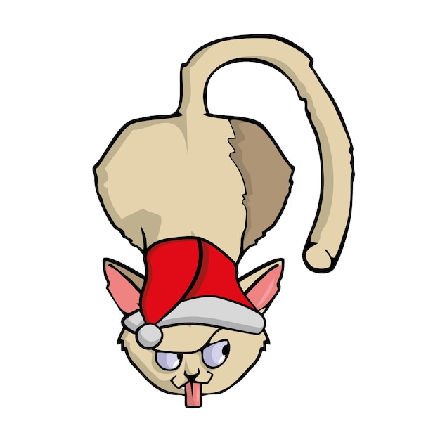 Gato en vector de sombrero de Papá Noel
