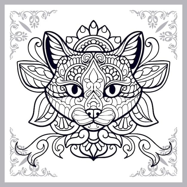 Gato zentangle artes aislado sobre fondo blanco.