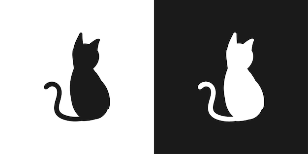 Gatos blancos y negros dibujando a mano un fondo aislado Ilustración vectorial