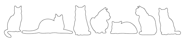 Los gatos dibujan siluetas aisladas sobre un fondo blanco Ilustración vectorial