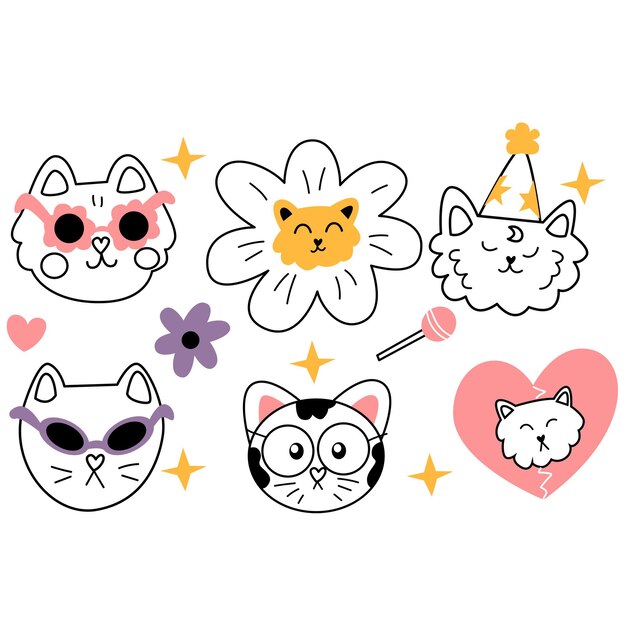 Gatos de dibujos animados Impresión vectorial con gatos lindos