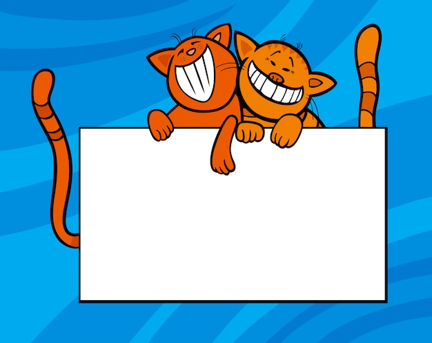 gatos de dibujos animados con tablero o tarjeta