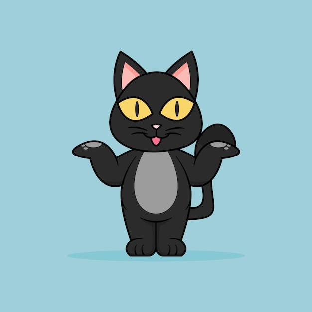 Gatos divertidos dibujos animados lindo diseño de vector de gato negro