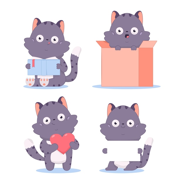 Vector gatos divertidos personajes vector conjunto de dibujos animados aislado en un fondo blanco