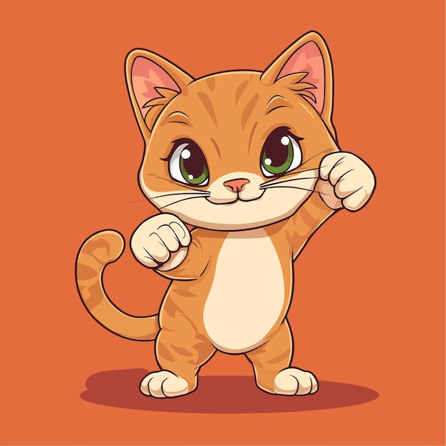 Gatos grandes y lindos dando un puñetazo Vector de dibujos animados Icon Vector