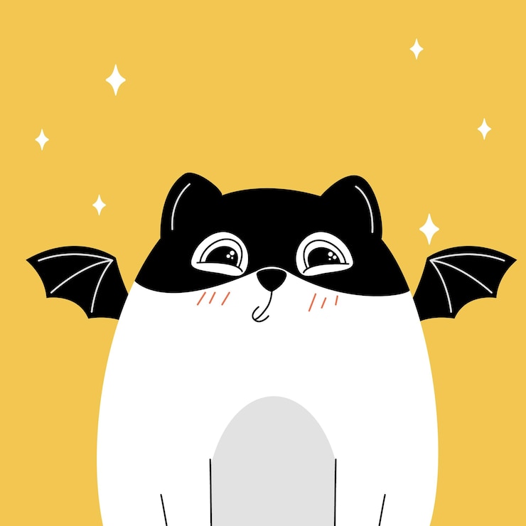Vector gatos en halloween. un gatito disfrazado de murciélago, un lindo gato está celebrando halloween, un halloween
