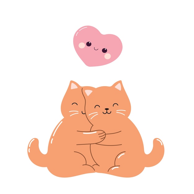 Gatos lindos con corazón Abrazos cálidos con gatos Día de la Amistad Amor