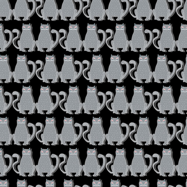 Gatos lindos vector de patrones sin fisuras