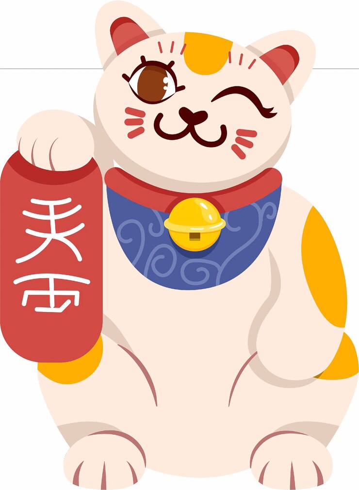 Vector gatos maneki japoneses tradición nacional y símbolo de la cultura vector set de dibujos animados aislados planos
