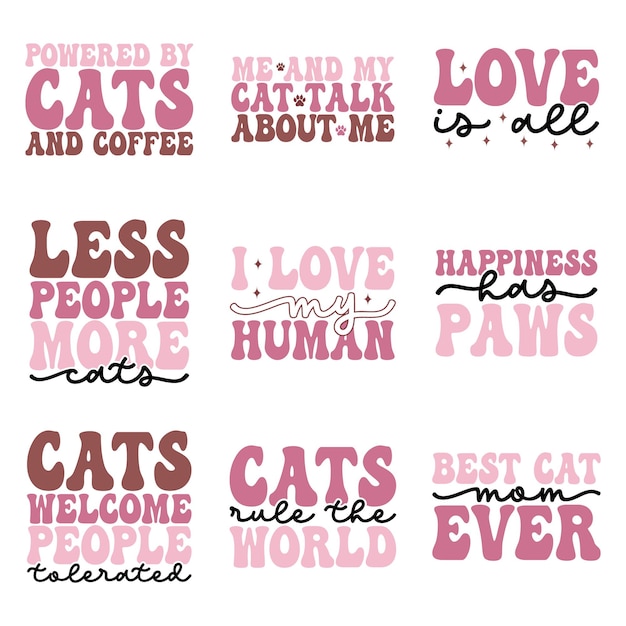 gatos retro svg diseño paquete y descarga digital