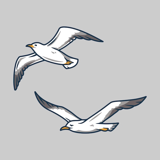 Vector gaviota en el cielo para el logo marino náutico