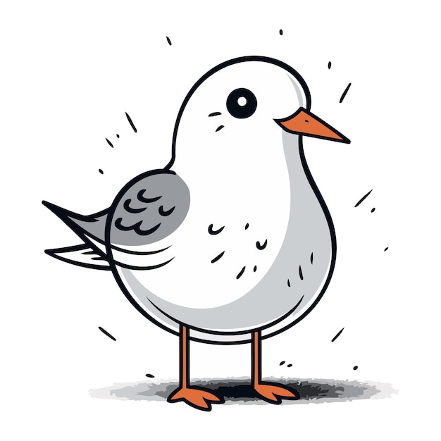 Gaviota sobre fondo blanco Ilustración vectorial de un pájaro