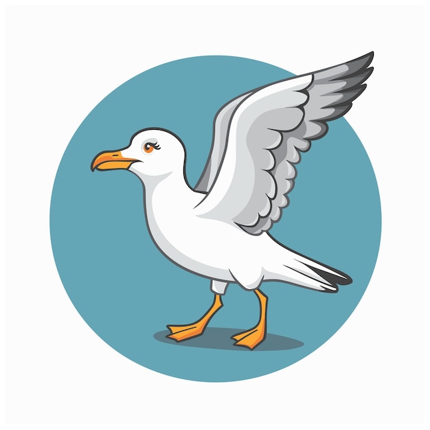 Gaviotas voladoras Aves aisladas en un fondo blanco Aves marinas voladoras Ilustración vectorial en un estilo plano