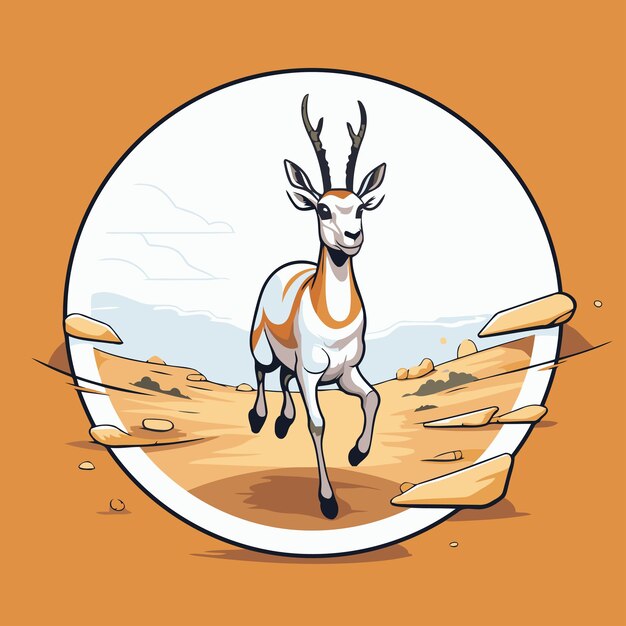 Gazela en el desierto Ilustración vectorial de un animal salvaje