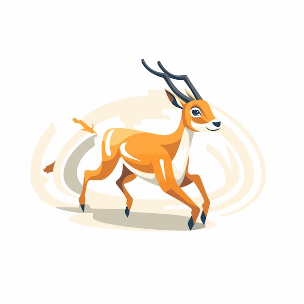 Vector gazela sobre un fondo blanco ilustración vectorial en estilo de dibujos animados
