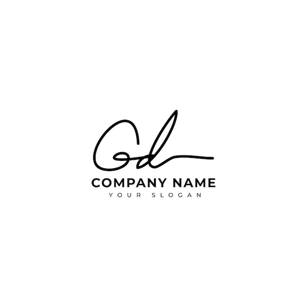 Gd Diseño de vector de logotipo de firma inicial