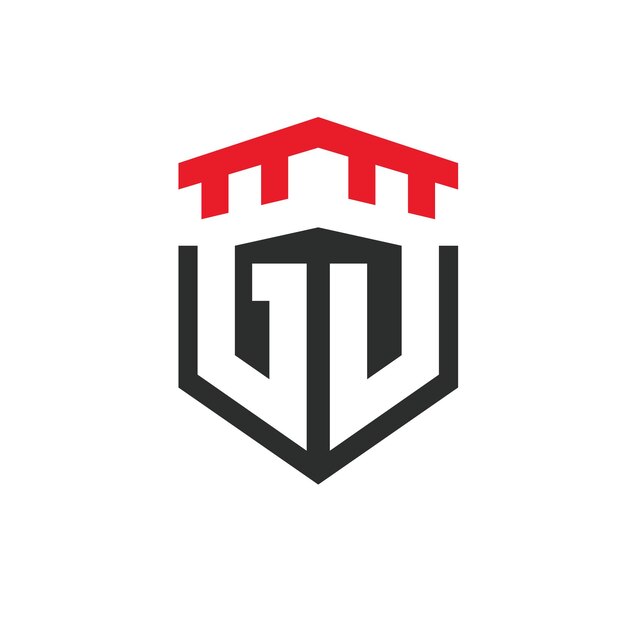 GD o GU carta castillo concepto diseño icono vector