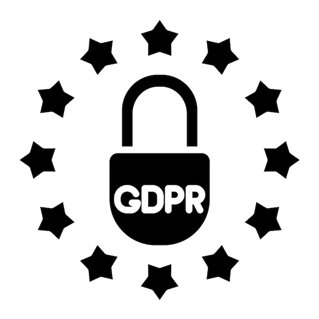 Gdpr demanda Glyph ilustración negra sólida