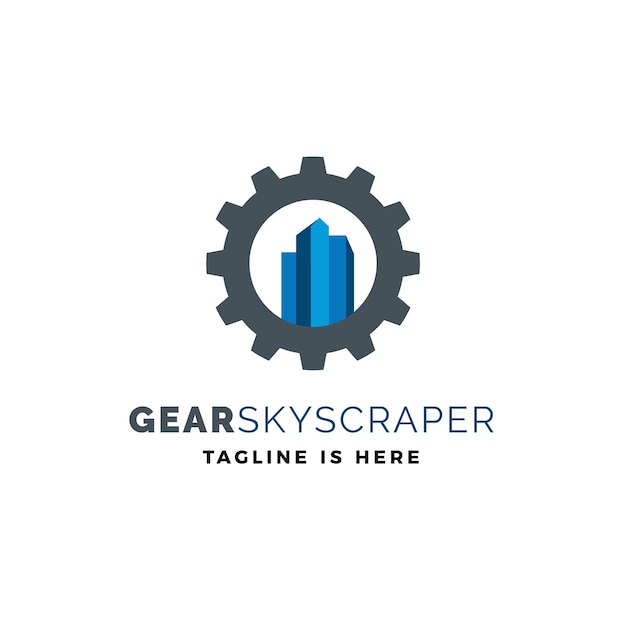 Gear Rascacielos Logo Vector Icono Ilustración