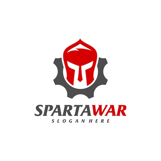 Gear spartan warrior logo vector plantilla de diseño de logotipo de casco espartano símbolo de icono creativo