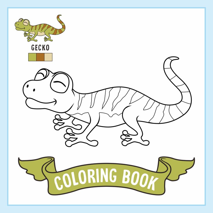 Vector gecko animales libro para colorear